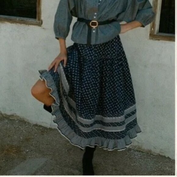 DOEN. Rosanna Skirt Calico Midi BNWOT Large / Medium - Picture 1 of 7